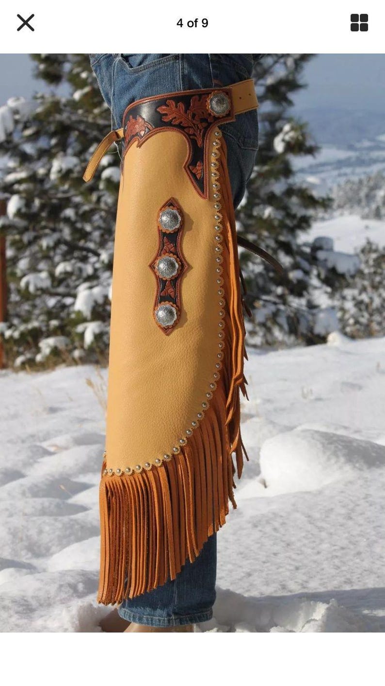 Cowhide Rodeo Chaps Custom Handmade Cowhide Leather Chaps | Biker Riding Gear, Western ...
