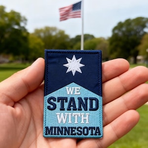 We Stand With Minnesota Patch Embroidered Iron On Patch, Minnesota State Pride Patch, MN Loon Starbird Patch For Jacket Hat Backpack