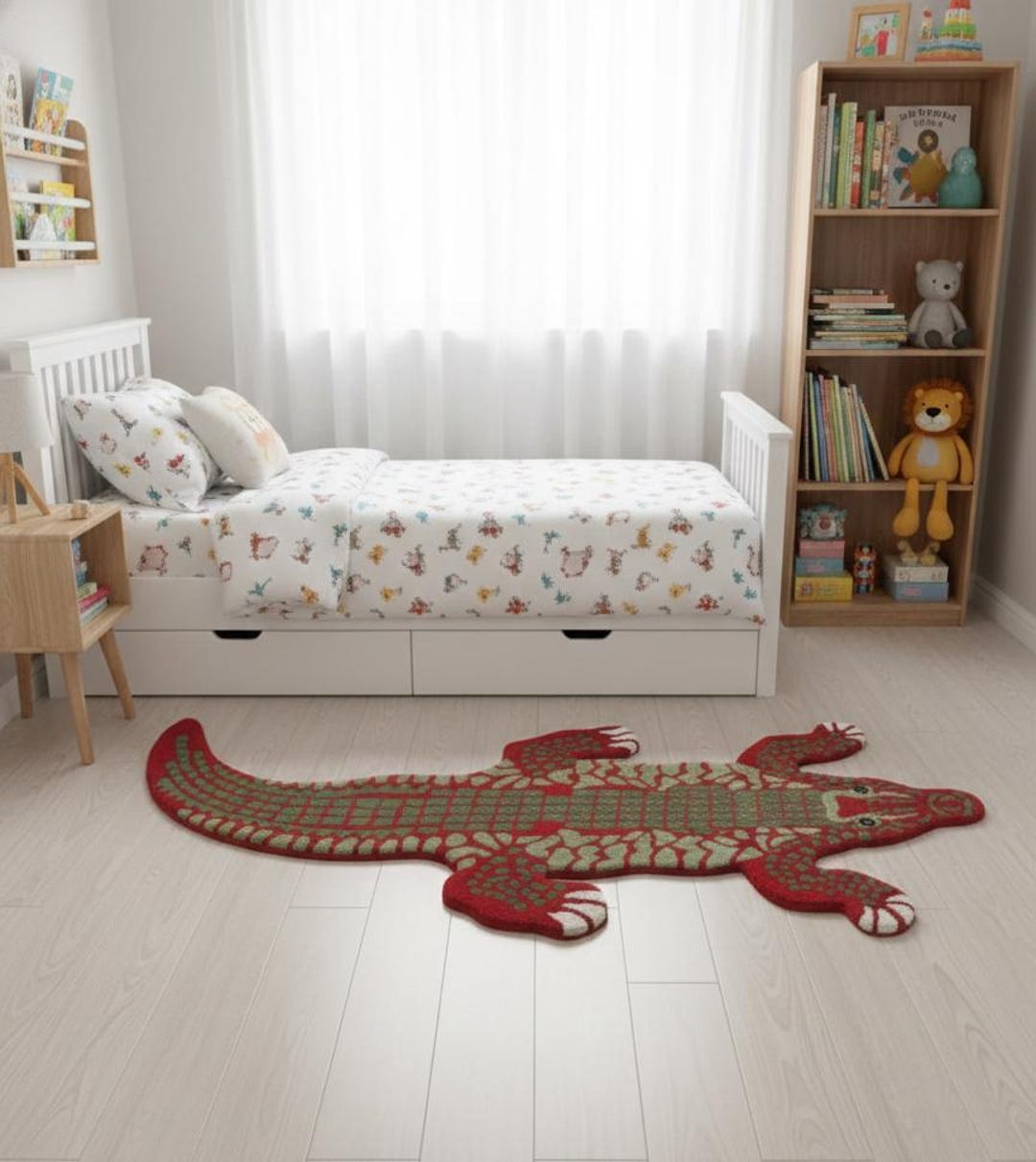 Croods Rug Luxury Hand-tufted Alligator Shape Rug, Modern 3D Carved Crocodile Area ...