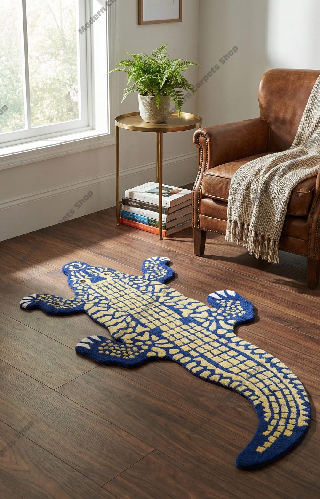 Cool Rug Lizard Luxury Hand-tufted Alligator Shape Rug, Modern 3D Carved Crocodile Area ...