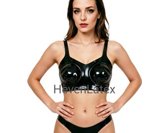 Sujetador de látex negro de longitud ajustable