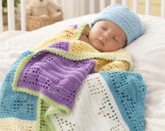 Babydecke Häkelmuster, Color Block Oma Quadrat, Easy Afghan (PDF Download)