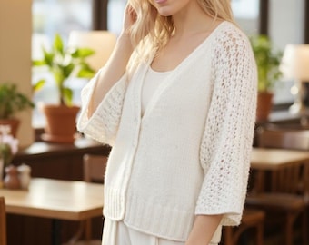 Modernes Häkelpullover Muster, leichtes Strick Top, Boho Pullover (PDF Download)