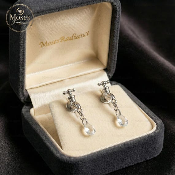 Quirky Kitchen Faucet Earrings, Plumbing Water Tap Studs, Water Drop Valve Earrings, Unusual Ear Spout Jewelry, Unexpected Gift