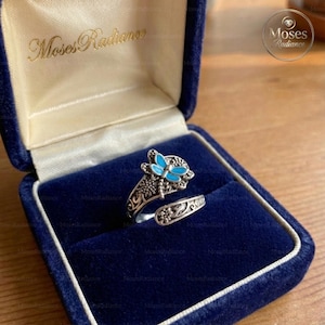 Floral Dragonfly Spoon Ring, Antique Wildflower Insect Ring, Victorian Silverware Swirl Ring, Snake Doctor Cutlery Ring, Gift For Mom