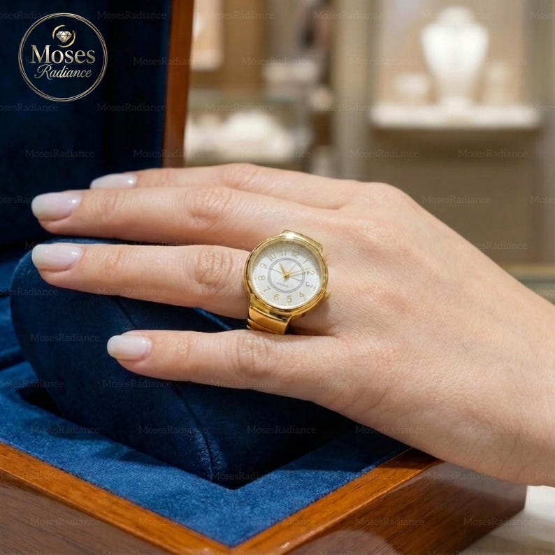Reloj funcional vintage, reloj de dedo anular, joyería, anillo de tiempo mecánico, reloj portátil, regalo para ella imagen 5