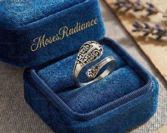 Anillo de cuchara con cruz cristiana, envoltorio de cubiertos con símbolo sagrado, anillo de cubiertos con flores religiosas, anillo de iglesia de arte popular, regalo de confirmación