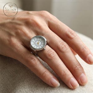 Reloj funcional vintage, reloj de dedo anular, joyería, anillo de tiempo mecánico, reloj portátil, regalo para ella imagen 4
