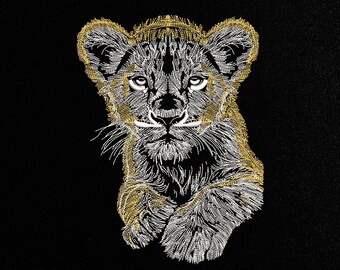Lion Cub Embroidery Design, Baby Lion Machine Embroidery Pattern, Realistic Safari Animal Stitch File, Anime Embroidery, PES DST JEF