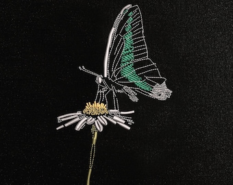 Butterfly Machine Embroidery Design, Wildflower Embroidery Pattern, Digital Download, PES DST JEF etc.., 9 Sizes Instant Download