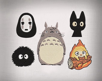 Ghibli studio embroidery design Bundle, Anime  Designs Bundle, Totoro Inspired, No Face Embroidery, Machine Embroidery Files
