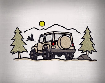 Jeep Adventure Stickdatei, Off Road Jeep Stickdatei, Stickdatei, Stickdatei, Maschinenstickerei, digitaler Download