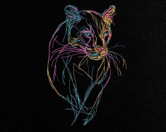 Jaguar Embroidery Design, Big Cat Machine Embroidery Pattern, Anime Embroidery, Wild Cat PES DST JEF, Modern Digital File, Digital Download