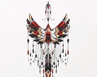 Boho Angel Wing Machine Embroidery Design, Pattern, Geometric Tribal Anime Embroidery File, Jacket Back Design, PES DST JEF Download
