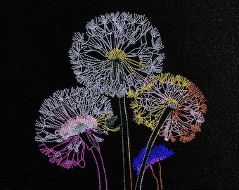 Dandelion Machine Embroidery Design, Wildflower Floral Pattern, Digital Download, PES DST JEF etc.., 9 Sizes Instant Download