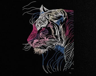 Lion Embroidery Design, Realistic Tiger Machine Embroidery Pattern, Anime Embroidery, Wild Animal Stitch File, 8 Formts, 9 Sizes