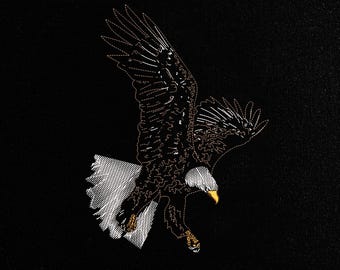 Bald Eagle Embroidery Design, Patriotic American Bird Machine Embroidery Pattern, Flying Eagle Stitch File, Anime Embroidery, PES DST JEF