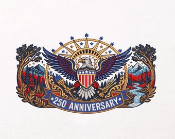 250-jähriges Jubiläum Stickerei Design, Adler Muster, Semiquincentennial 2026, 1776-2026 Freedom Stitch, PES DST JEF VP3