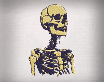 Gotisch schedelborduurontwerp, horror Halloween-patroon (digitale download)