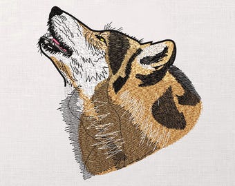 Howling Wolf Embroidery Design, Realistic Wolf Head Machine Embroidery Pattern, Anime Embroidery, Husky Shepherd Art, PES DST JEF