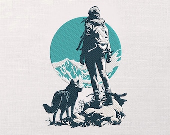 Abstract Nature Embroidery Design, Best Friends Machine Embroidery Pattern, Pet Lover Gift, Realistic Anime Embroidery File, 8 Formats