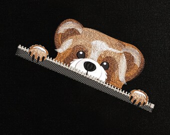Peeking Raccoon Embroidery Design, Zipper Anime Machine Embroidery Pattern, Cute Raccoon PES DST JEF Files, Zipper Peeker Design
