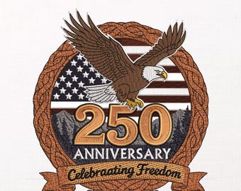 250-jähriges Jubiläum Stickerei Design, Adler Muster, Semiquincentennial 2026, 1776-2026 Freedom Stitch, PES DST JEF