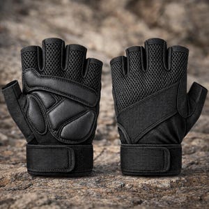 Men’s Leather Weightlifting Gloves – Breathable Half Finger Anti-Slip Gym Gloves