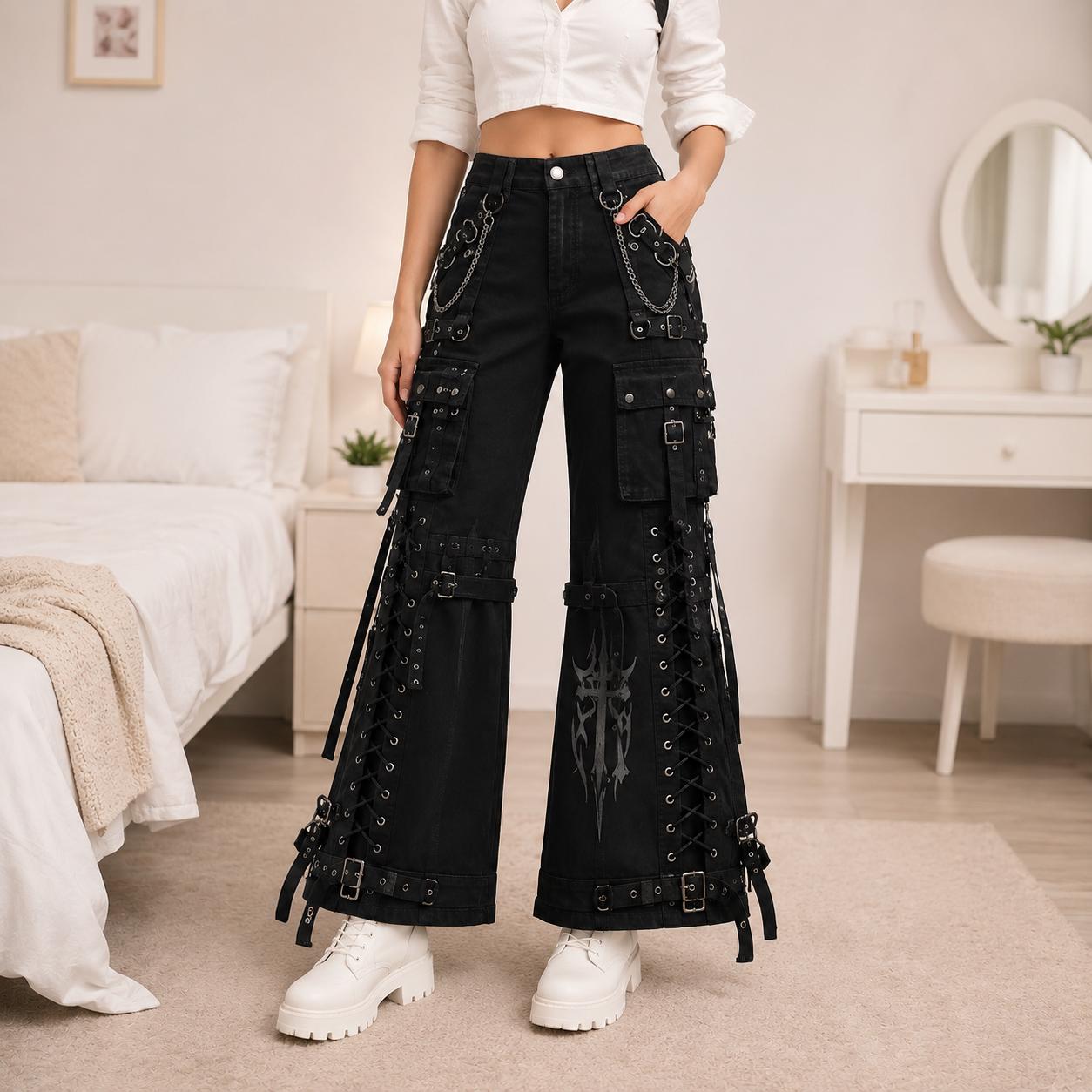 DURAS Lace-up Flare Pants s One-Hong Y2K