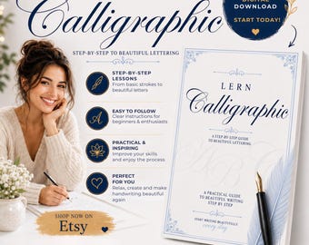 Modernes Kalligrafie-Übungsbuch für Anfänger – PDF-Druckversion – Übungsblätter für Handlettering – Digitaler Download – Schönes Schreiben lernen