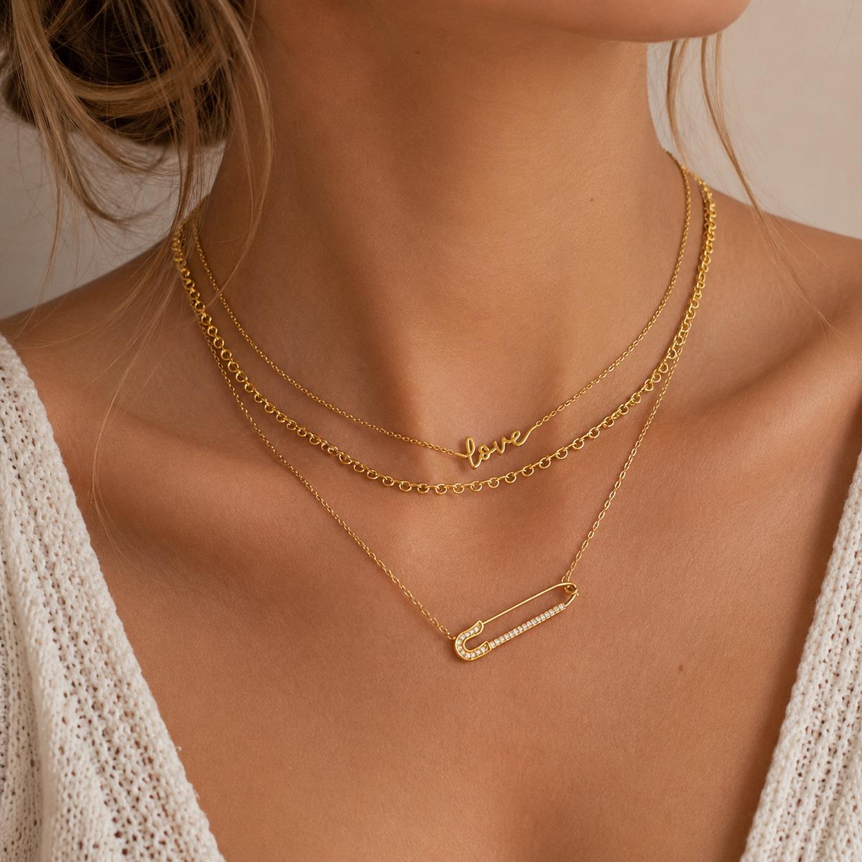 Safety pin necklace - Etsy 日本