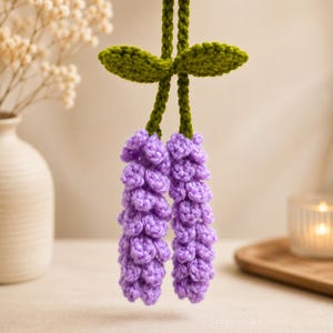 Schema PDF per realizzare un fiore di lavanda all'uncinetto, bouquet di filato fai da te, download digitale, tutorial amigurumi