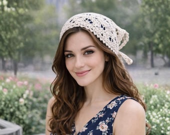 Crochet Bandana Pattern With Heart | Boho Headscarf PDF