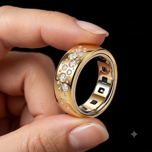 Anillo Oura de plata y oro vermeil, anillo inteligente realzador con banda brillante