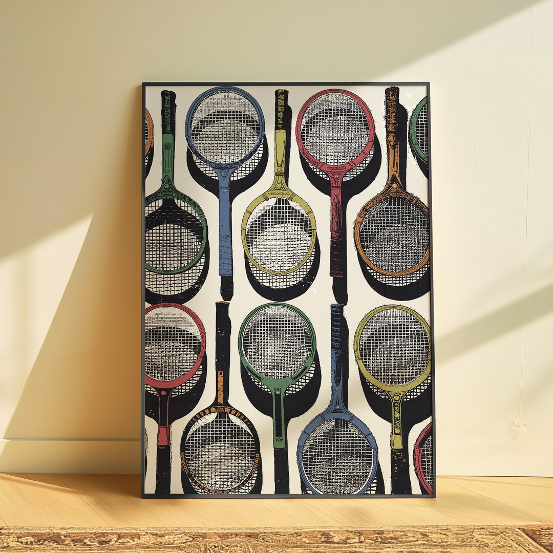 Vintage Style Badminton Rackets Poster, Retro Sports Wall Art, Classic ...