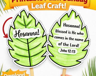Palm Sunday Craft activity Printable for Kids | Hosanna Leaf Template Art | Christian Sunday School craft for holy week | easy easter Crafts