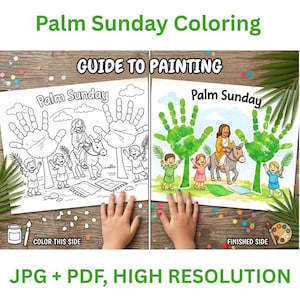Palmsonntag Handwerk zum Ausdrucken für Kinder, christliche Sonntagsschulaktivität, religiöses Osterkunstprojekt, Kirche Klassenzimmer Dekor