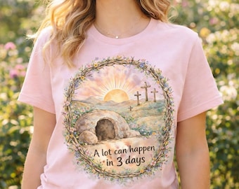 Empty Tomb Retro Easter PNG, A Lot Can Happen in 3 Days PNG, Christian Resurrection & Sublimation Design, Religious Easter Shirt Graphic