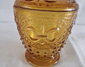 Vintage amber glass jar – Amber glass jar – 琥珀色ガラスジャー – Retro decoration – Storage container