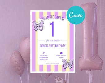 INVITO festa di compleanno ELEGANTE MINIMAL- invito digitale per festa di compleanno, invito stampabile, whatsapp, editabile template canva