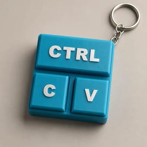 Copy Paste Fidget Clicker Keychain, Oversized CTRL+C CTRL+V Keyring for Programmers, Gamers or Students