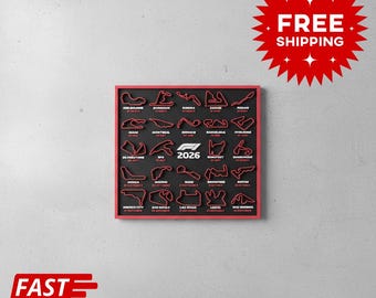 3D Printed 2026 F1 Racing Circuit Calendar – Desk Wall Decor for Fans