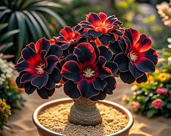 5 semi rari di rosa del deserto rossa e nera – Pianta esotica da giardino