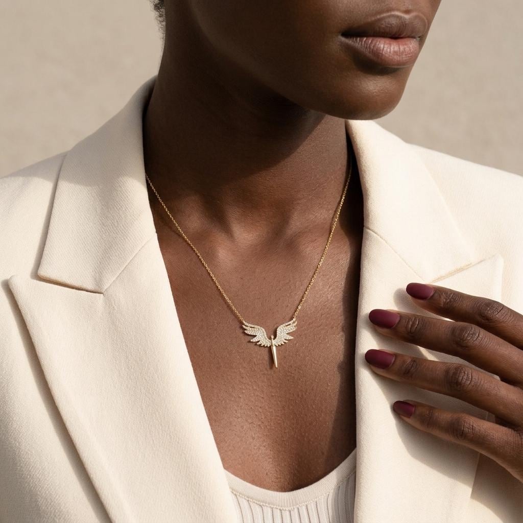 Guardian Angel Wings Necklace, Archangel Michael Necklace, Dainty Angel Wing Necklace, Religious Angel Pendant, Gift for Mom,Grandma