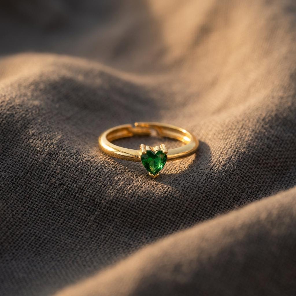 Personalized Heart Birthstone Ring,Dainty Stacking Jewelry,Mother Daughter Ring, Meaningful BFF Gift ,Birthday Gift for Mom,Grandma