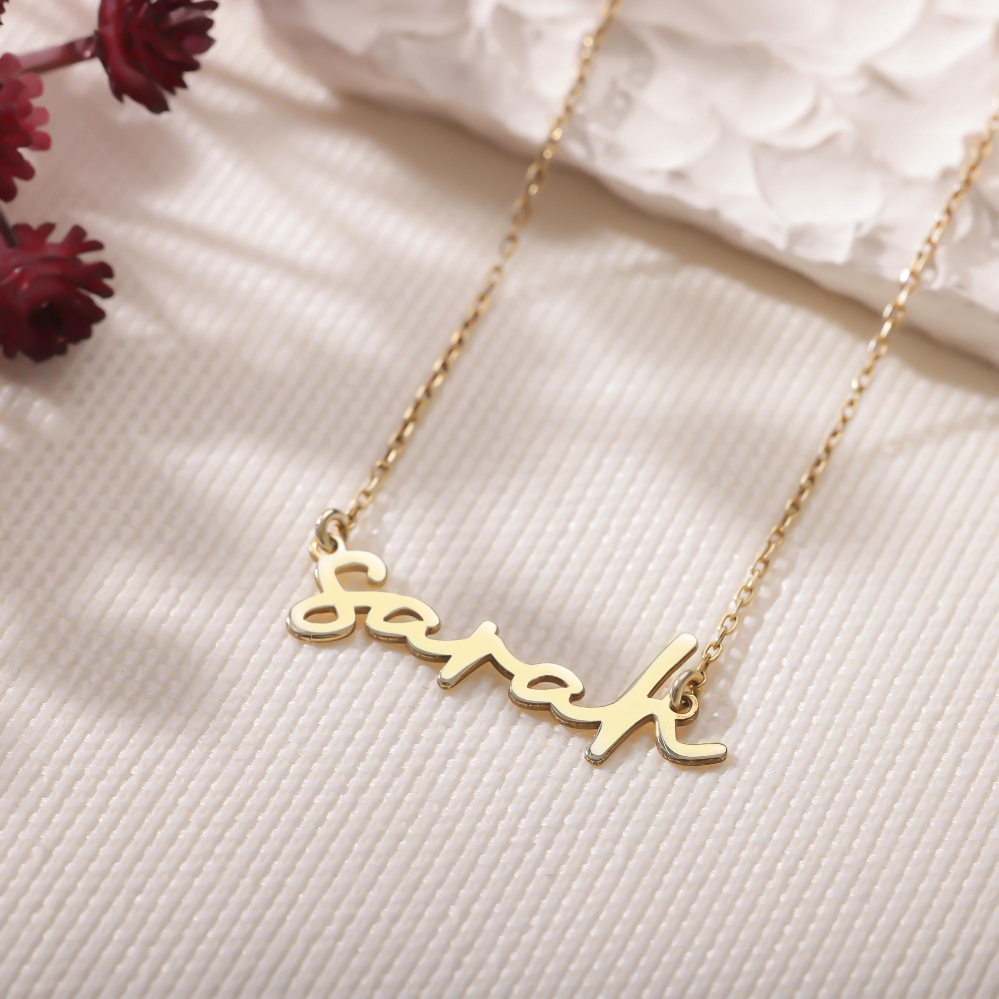 Personalized Name Necklace, Dainty Name Charm Jewelry, Custom Lowercase Name Necklace, Mini Signature Jewelry, Mothers Day Gift