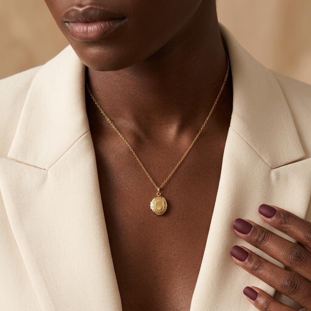 Tiny 18k Gold Plated Oval Locket - Custom photo Locket Necklace - Gift for her-Personalized with photos and engraving, Gift for Her,Mum,Nana