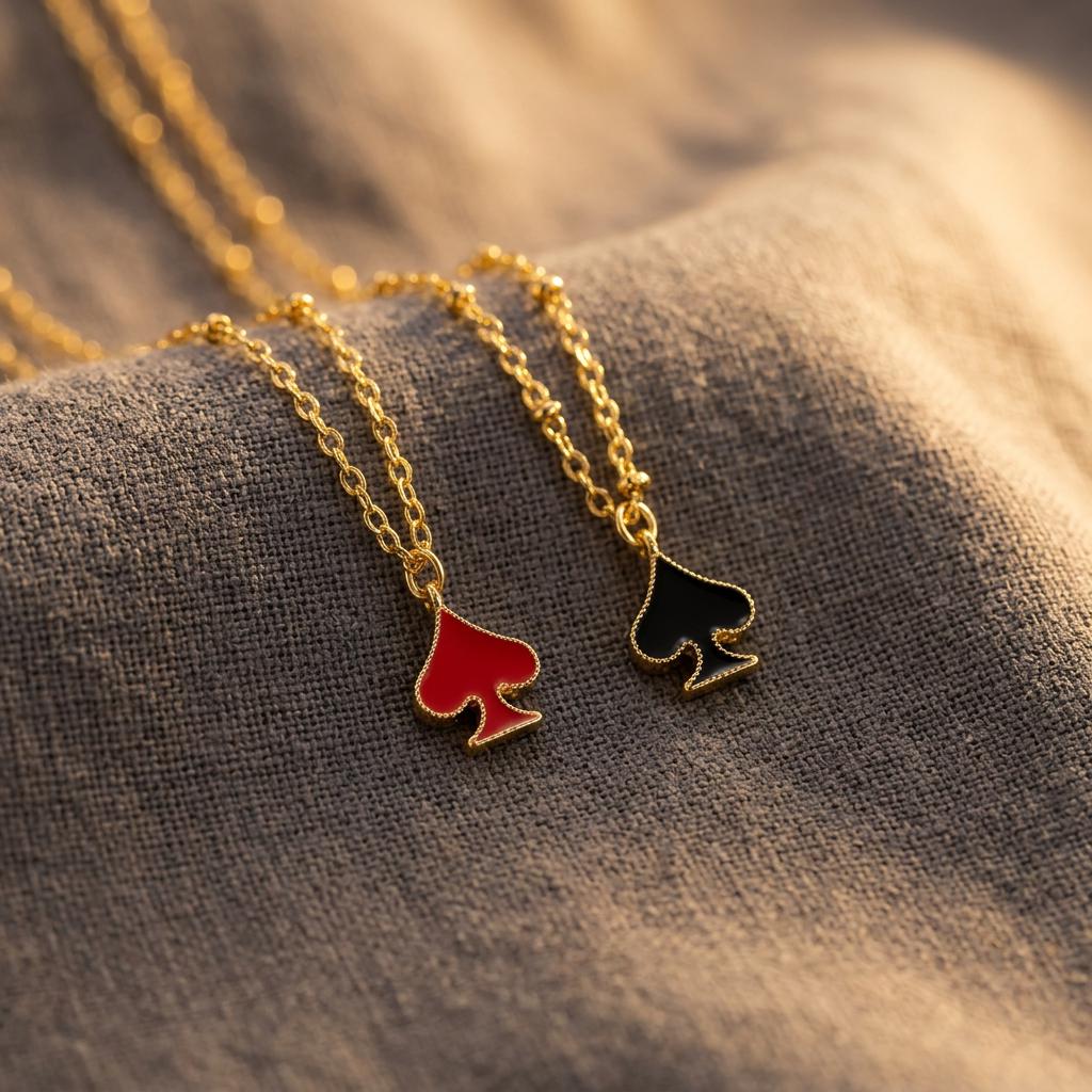 18K Gold Plated Ace of Spades Necklace: Poker Jewelry Gift, Enamel Poker Jewelry, Las Vegas Gift for Her, Cute Spades Necklace