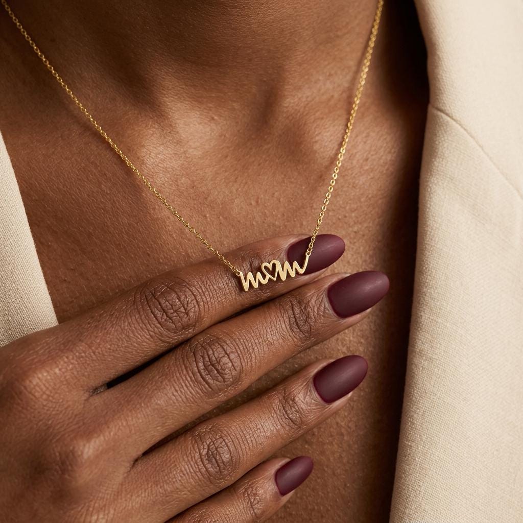 Mom Necklace with Heart, Mama Necklace, New Mom Gift, Gift for Mom Grandma, Mother Necklace, Dainty Gold Silver Jewelry for Women