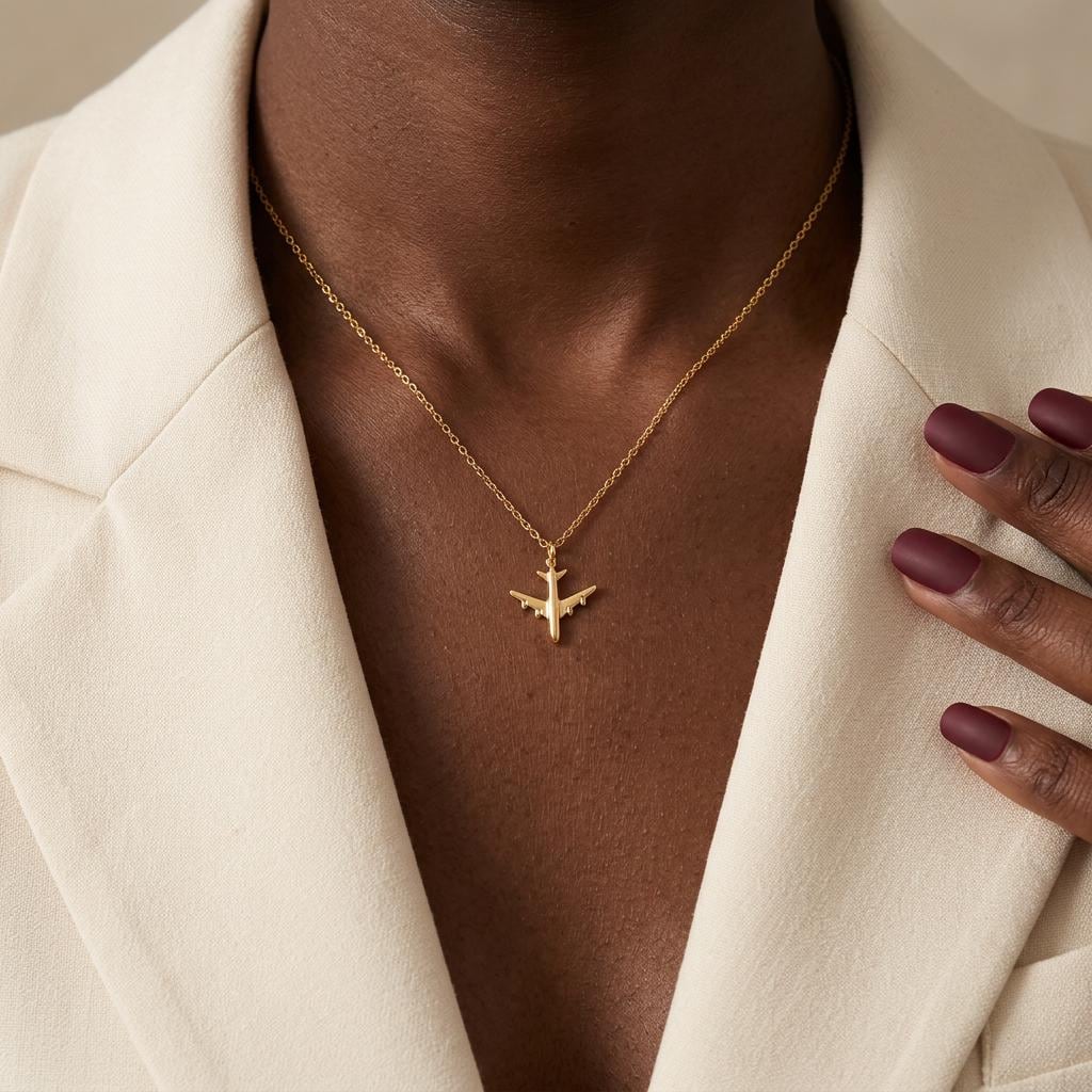 18k Gold Airplane Necklace,Tiny Plane Necklace, Jewelry, Aviation Graduation Gift, Pilot Flight Attendant Gift, Air Hostess Gift